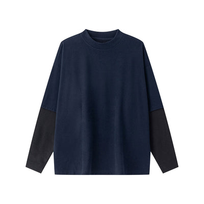 Velour Mock Layered Raglan Sleeve Top