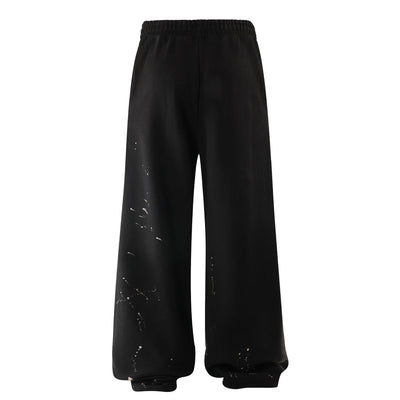 Casual Loose Fit Paint Splatter Elastic Waist Sweatpants