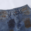 Retro Painted Barrel-Leg Denim Pants