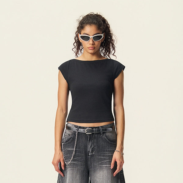 Solid Slim Fit Cropped Hot Girl Tee