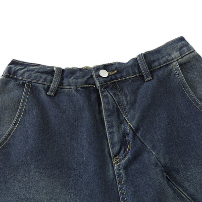 Elastic Waist Decorative Zip Bermuda Shorts
