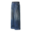 Faded Wash Distressed Baggy Frayed-Hem Jeans