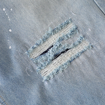 Light Blue Ripped Wide-Leg Jeans