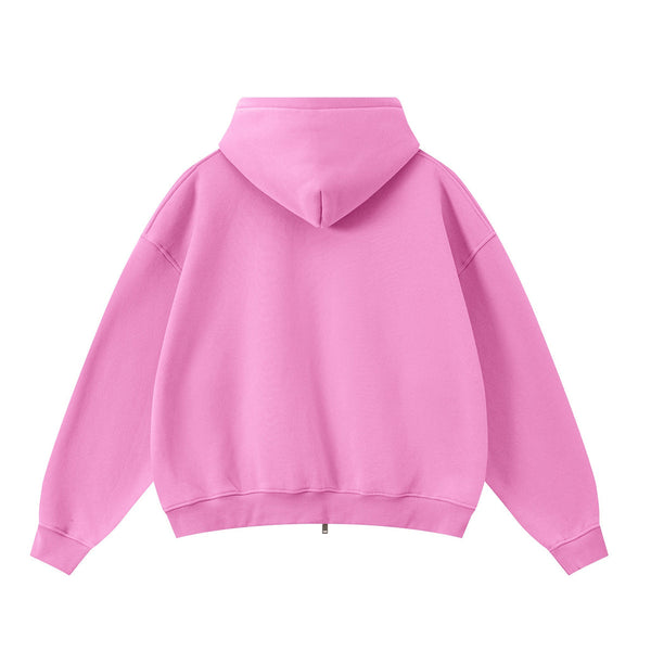 Soft Cotton Fleece Zip Up Hoodie Kangaroo Pockets