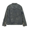 Bold Stitching Distressed Denim Jacket