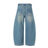 Vintage Washed Wide Leg Pleated Relaxed Jeans