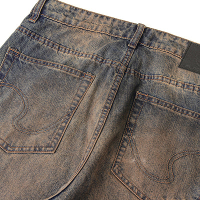 Muddy Wash Straight Leg Ripped Jeans