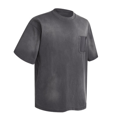 Swirl Dyed Distressed Pocket Loose Fit Crew Tee