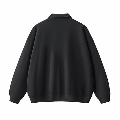 Solid Color Fleece Polo Collar Sweatshirt