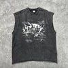 Streetwear Vintage Raw-Edge Graphic Tank Top