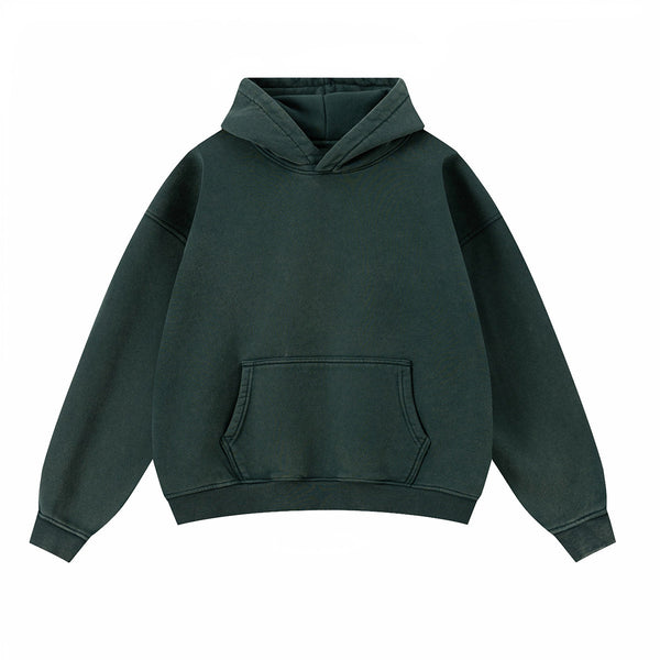 Soft Cotton Fleece Front Pocket Pullover Hoodie