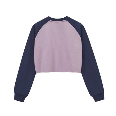 Contrasting Colors Raglan Long-Sleeve Cropped Sweatshirt