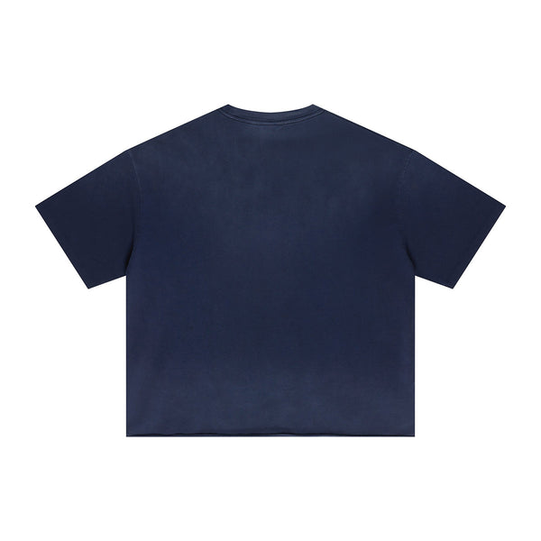 Boxy Raw Edge Washed Loose Short Sleeve Tee