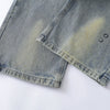 Vintage Washed Ripped Wide-Leg Jeans