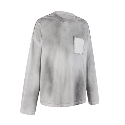 Faded Color Block Pocket Long Sleeve