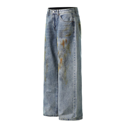 Grunge-Style Paint-Splatter Baggy Jeans