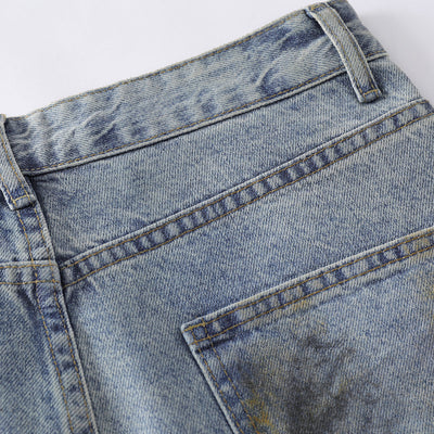 Grunge-Style Paint-Splatter Baggy Jeans