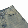 Vintage Wash Distressed Wide-Leg Jeans