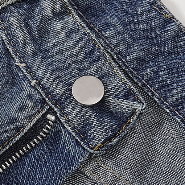 Wide Leg Pinstripe Detail Denim Jeans