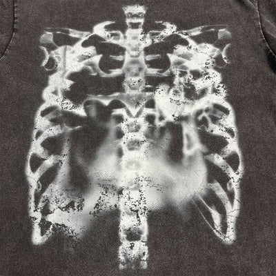 Vintage Washed Skeleton Graphic Oversized Streetwear Tee