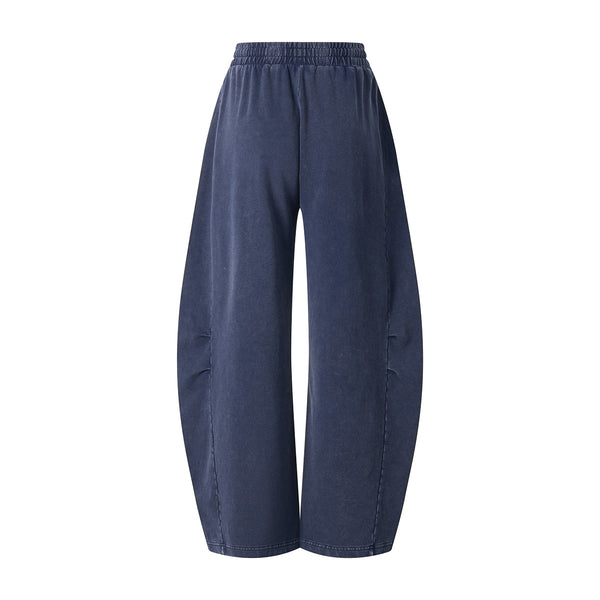 Vintage Washed Curved Panel Wide Drawstring Pants