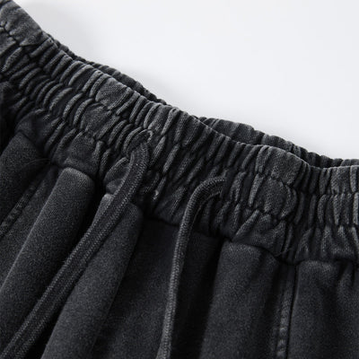 Streetwear Distressed Curved Panel Straight-Leg Pants