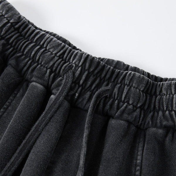 Streetwear Distressed Curved Panel Straight-Leg Pants