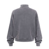 Vintage Zip-Up Ribbed Stand Collar Sweatshirt