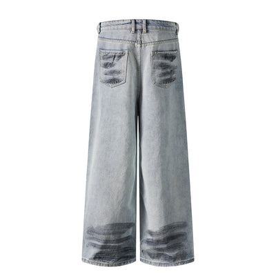 Spray-Painted Patchwork Distressed Baggy Jeans