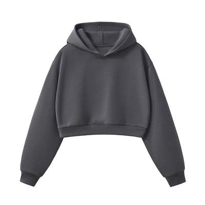Women's Solid Color Relaxed Cropped Hoodie