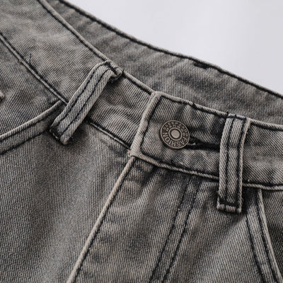 Paint Splatter Panel Stitching Barrel-Leg Jeans