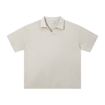Retro Boxy Wool Blend Seagull Collar Polo Shirt