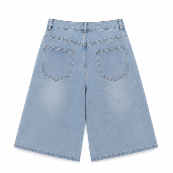 Graphic Print Loose Fit Denim Capri Shorts