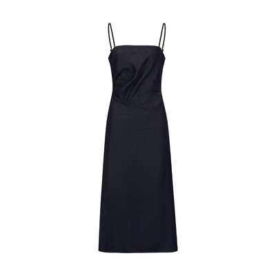 Spaghetti Strap Denim Slip Midi Dress
