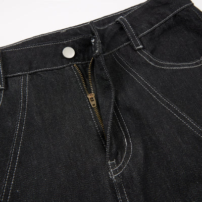 Vintage Washed Paneled Barrel-Leg Baggy Jeans