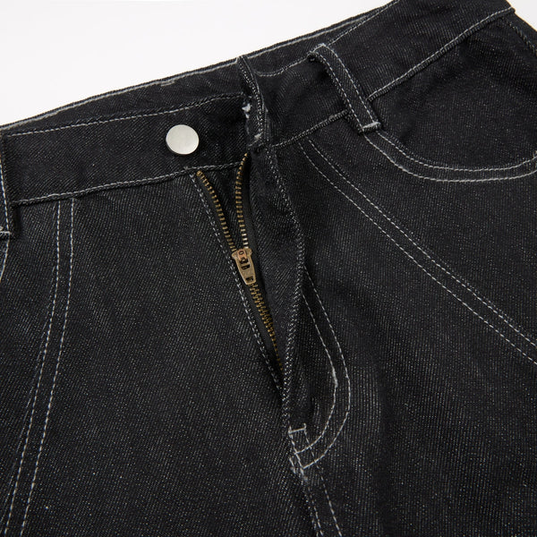Vintage Washed Paneled Barrel-Leg Baggy Jeans