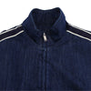 Zip-Front Gathered  Contrast Stripes Denim Jacket