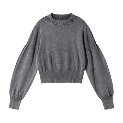 Vintage Snow Wash Cropped Cotton Knit Sweater