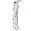 Rhinestones & Sequins Cut-Out Wide-Leg Jeans