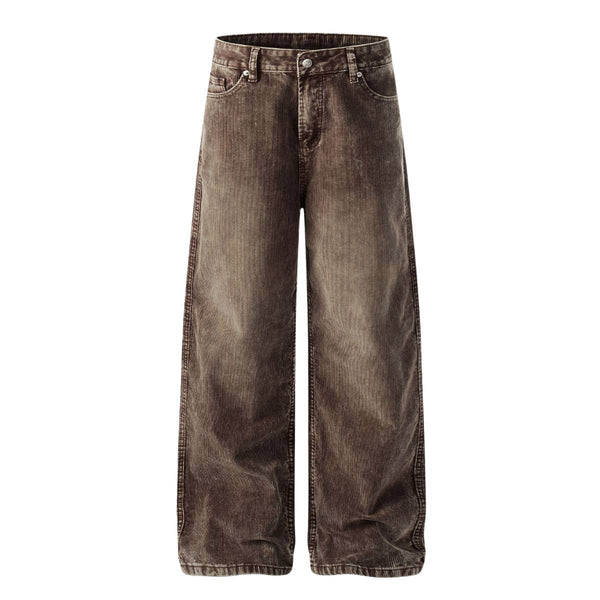 Retro Washed Corduroy Baggy Straight-Leg Pants