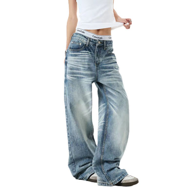 Light Fade Vintage Straight Leg Denim Jeans