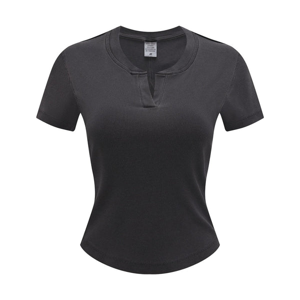 Women’s Retro Wash Fitted Stand Collar Tee