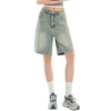 Mud Washed  Women's Vintage Washed Bermuda Denim Shorts