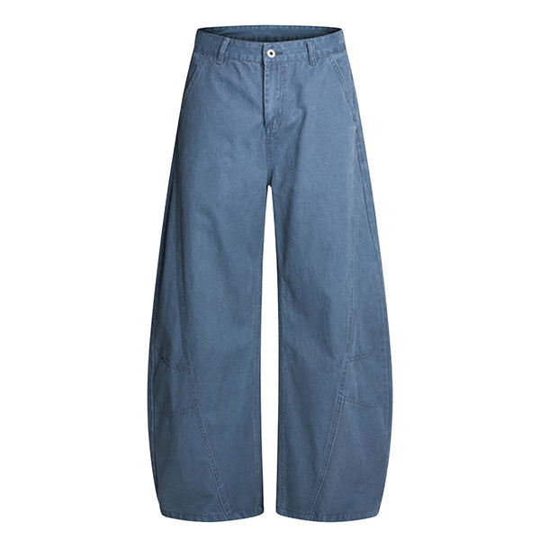 Vintage Washed High-Waist Relaxed Wide-Leg Trousers
