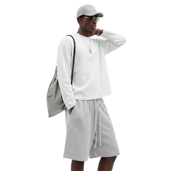 260G Waffle Knit Boxy Long Sleeve Tee