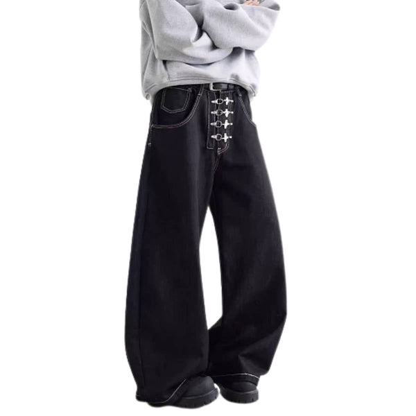 Vintage Hook-Front Barrel-Leg Denim Jeans