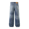 Straight Leg Whiskers Blue Jeans-INNBLAC
