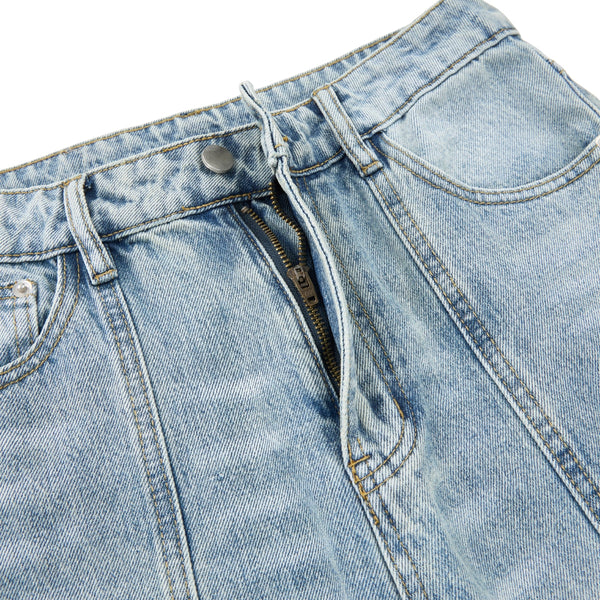 Draped Wide-Leg Relaxed Baggy Jeans