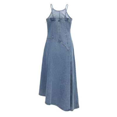 A-Line Denim Belted Midi Sundress