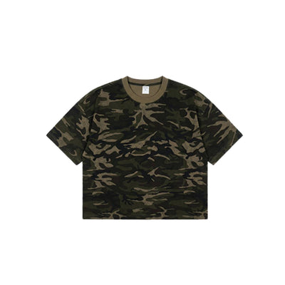 Vintage Camo Burnout Graphic Oversized Cotton Tee